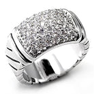Elegant rhodium brass ring with clear CZ stones for a dazzling look on any occasion