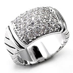 Elegant rhodium brass ring with clear CZ stones for a dazzling look on any occasion