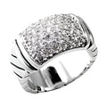 Stunning rhodium brass ring with clear CZ featuring an elegant design and sparkling stones