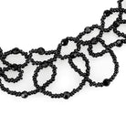 Elegant rhodium brass synthetic necklace with intricate black bead design for women's jewelry