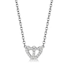 Rhodium crystal heart necklace with sparkling stones on a silver chain for stylish women