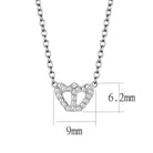 Rhodium crystal heart necklace with a delicate chain and heart-shaped pendant featuring sparkling crystals