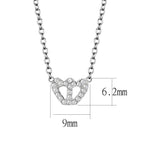 Rhodium crystal heart necklace with a delicate chain and heart-shaped pendant featuring sparkling crystals