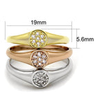 Stack of rhodium gold rose gold rings for women featuring sparkling center stones and elegant design