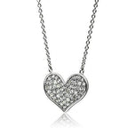 Rhodium heart pendant necklace with shimmering stones, perfect for adding elegance to any outfit