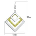 Rhodium iron geometric earrings for women in a layered square design with yellow accents