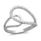 Rhodium plated silver heart ring with sparkling stones, perfect for everyday elegance
