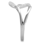 Stylish rhodium plated silver heart ring with sparkling accents for elegant women's jewelry