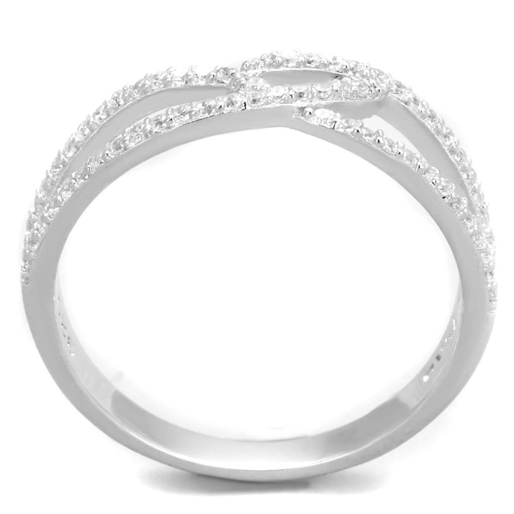 Elegant rhodium plated silver ring for women with sparkling accents for a luxury finish