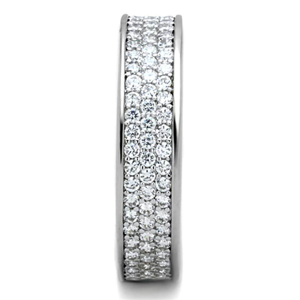 Rhodium plated statement ring for women with a dazzling row of sparkling stones