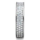 Rhodium plated statement ring for women with a dazzling row of sparkling stones