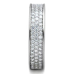 Rhodium plated statement ring for women with a dazzling row of sparkling stones