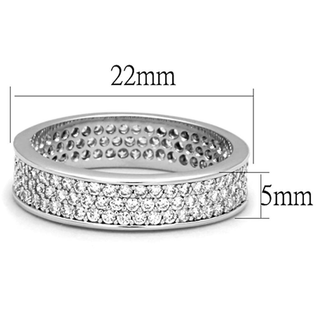Rhodium plated statement ring for women featuring a sparkling design with a width of 5mm and diameter of 22mm