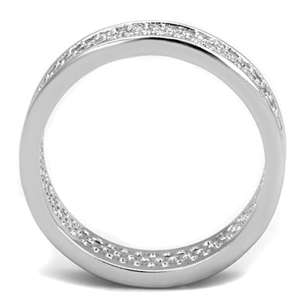 Sleek rhodium plated statement ring for women featuring a sparkling design and modern style