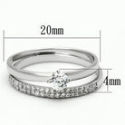 Rhodium plated sterling silver ring set featuring a central stone and sparkling band