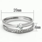 Rhodium plated sterling silver ring set featuring a central stone and sparkling band