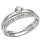 Stunning rhodium plated sterling silver ring with a central gemstone and sparkling accents