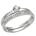 Stunning rhodium plated sterling silver ring with a central gemstone and sparkling accents