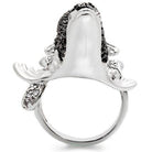 Unique rhodium ruthenium brass ring featuring a detailed animal design for nature lovers