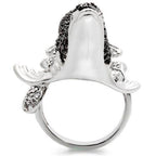 Unique rhodium ruthenium brass ring featuring a detailed animal design for nature lovers