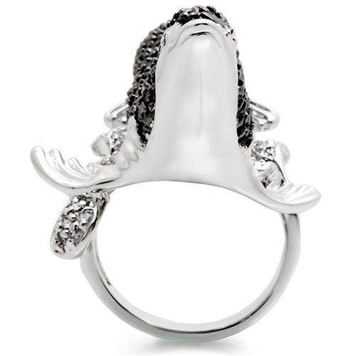 Unique rhodium ruthenium brass ring featuring a detailed animal design for nature lovers