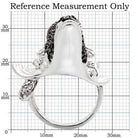 Detailed image of a rhodium ruthenium brass ring featuring a fish design and measurement reference