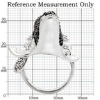 Detailed image of a rhodium ruthenium brass ring featuring a fish design and measurement reference