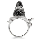 Stylish rhodium ruthenium brass ring with textured finish and unique design for elegant wear