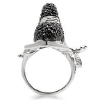 Stylish rhodium ruthenium brass ring with textured finish and unique design for elegant wear