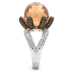 Stunning rhodium statement cocktail ring with a large faceted gemstone and intricate band detailing
