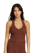 Ribbed Halter Neck Top - VacationGrabs