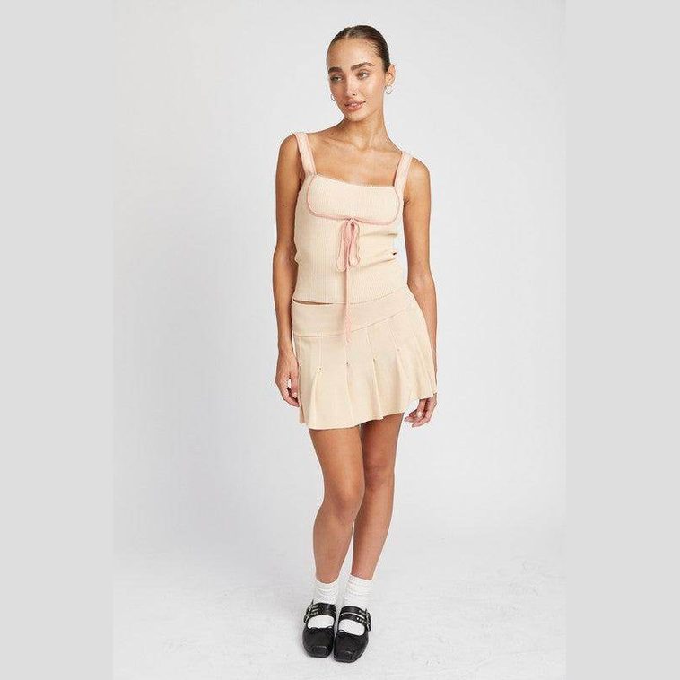 Ribbed Tank Top With Contrasted Seam - VacationGrabs