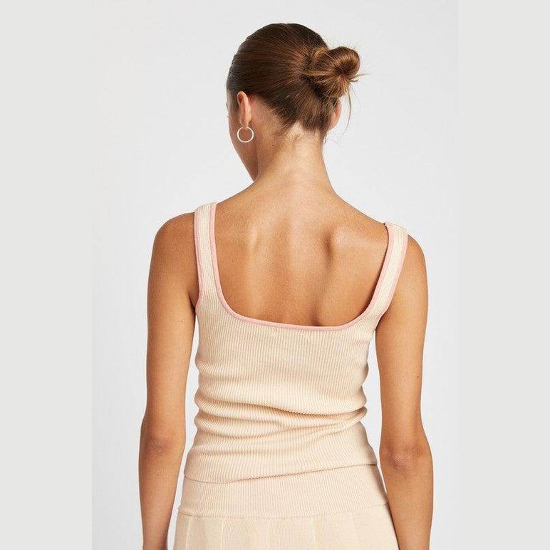 Ribbed Tank Top With Contrasted Seam - VacationGrabs