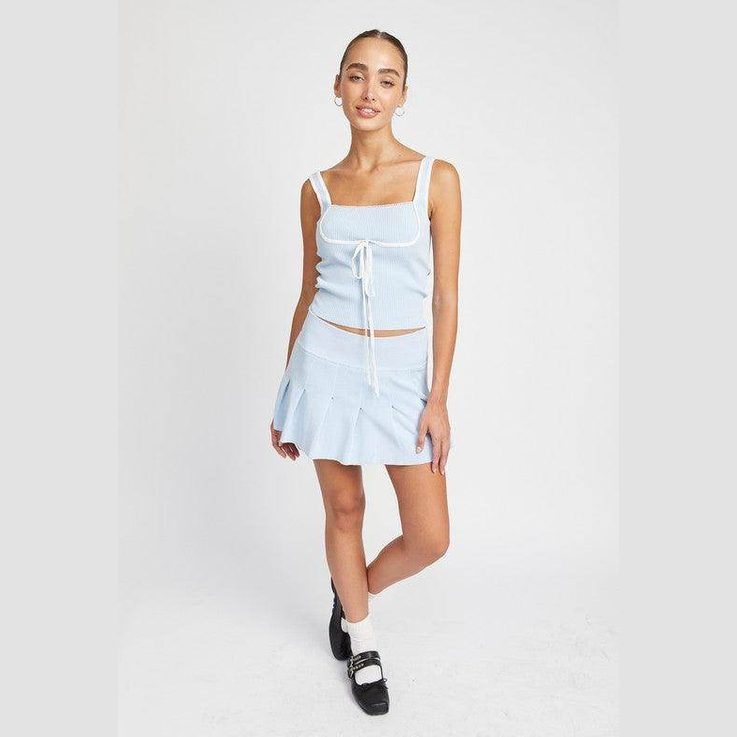 Ribbed Tank Top With Contrasted Seam - VacationGrabs