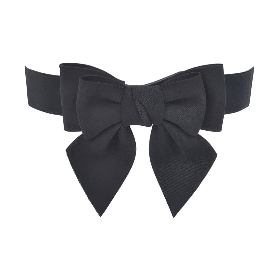 VacationGrabs ribbon buckle stretch belt in black with a large bow for stylish women's accessories