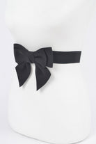 VacationGrabs ribbon buckle stretch belt in black with a stylish bow for women's accessories