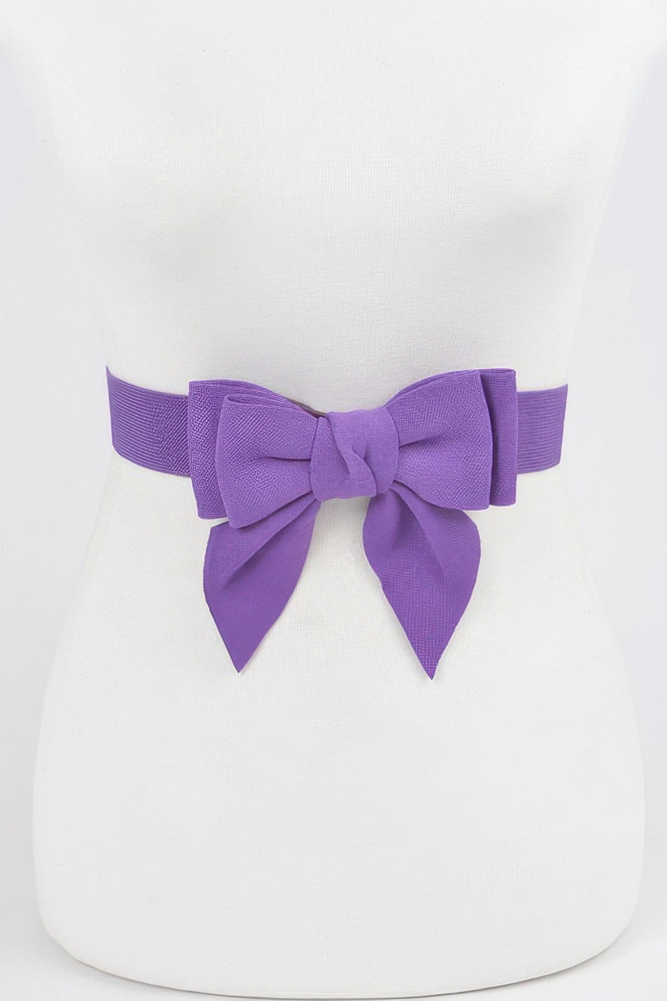 VacationGrabs ribbon buckle stretch belt in purple with a stylish bow design for women's accessories
