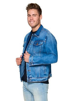 Men's Blue Age rich blue jean jacket featuring a classic fit and stylish pockets