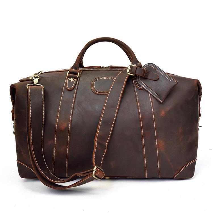 Luggage & Bags - Duffel Rich Premium Leather Doctor Style Bag Travel Shoulder Duffel