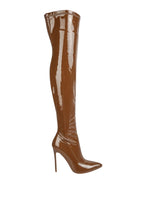 Bottes Riggle montantes à talon haut en similicuir verni