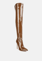 Bottes Riggle montantes à talon haut en similicuir verni