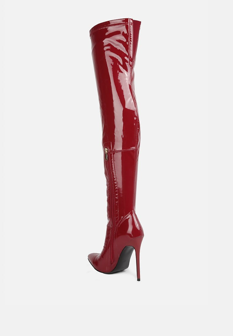 Bottes Riggle montantes à talon haut en similicuir verni