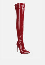 Bottes Riggle montantes à talon haut en similicuir verni