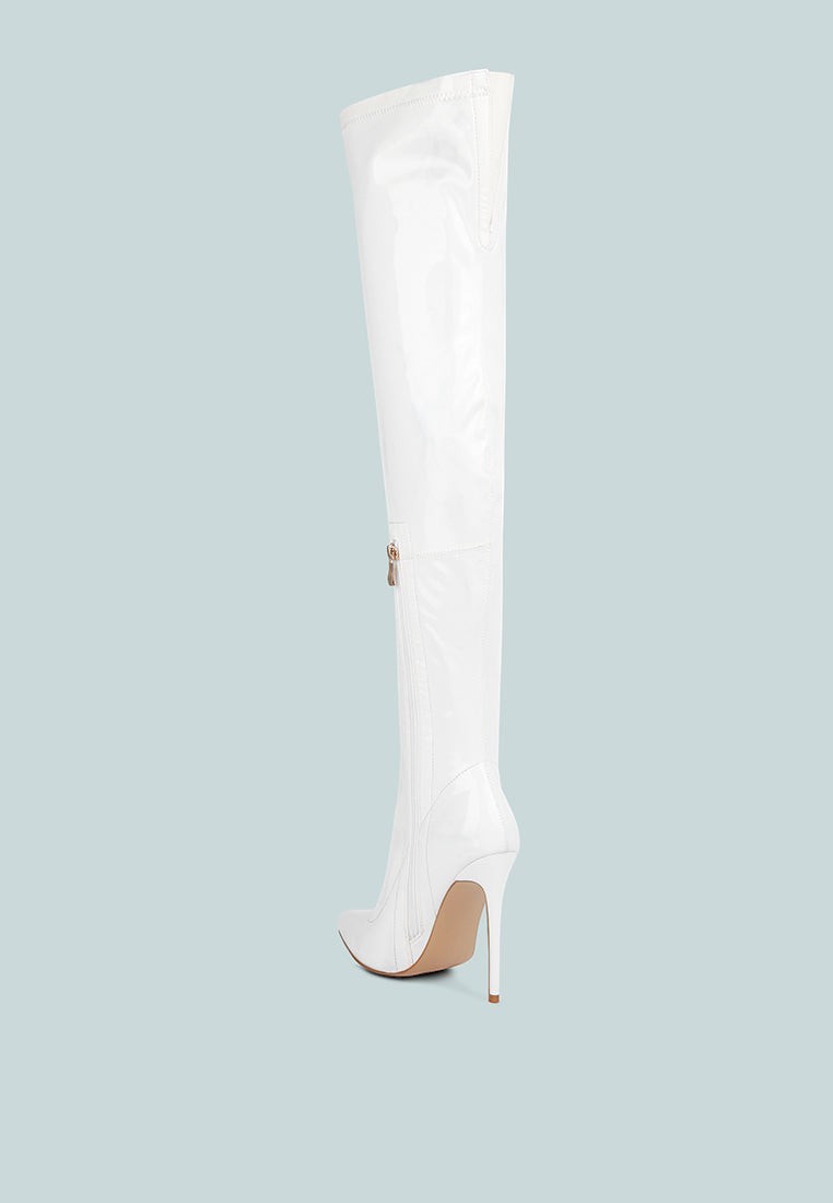 Bottes Riggle montantes à talon haut en similicuir verni
