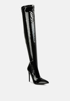 Bottes Riggle montantes à talon haut en similicuir verni