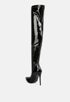 Bottes Riggle montantes à talon haut en similicuir verni