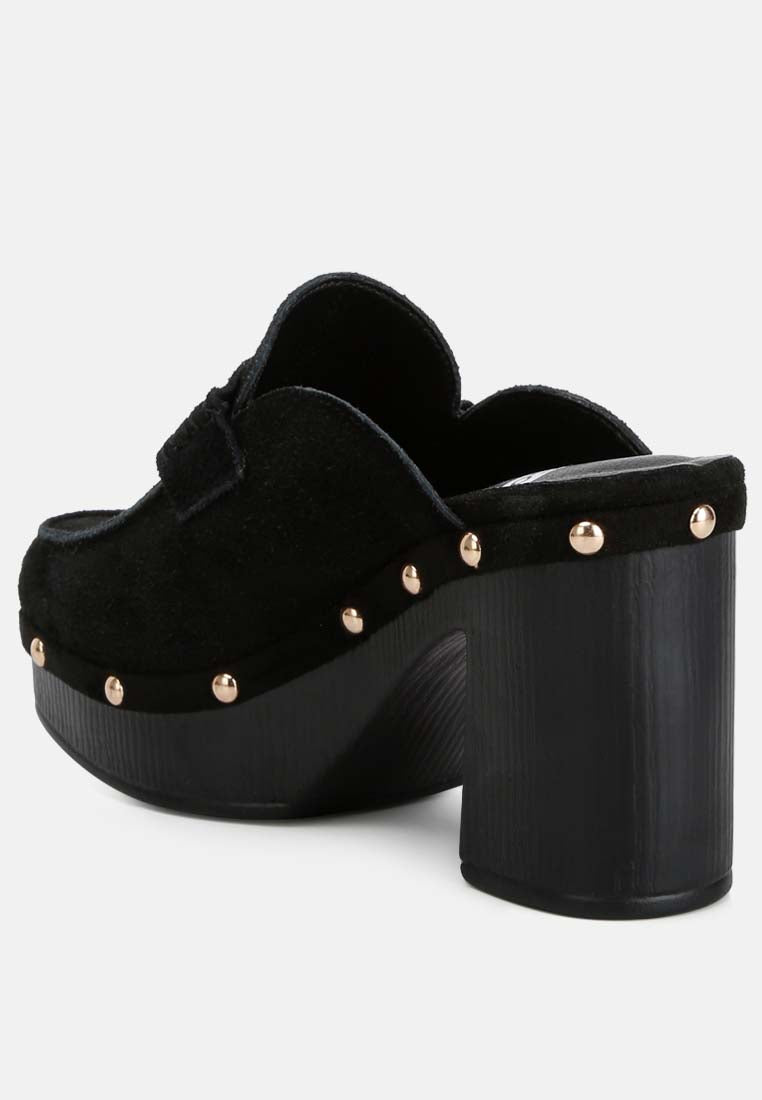 Riley Genuine Suede Platform Clogs