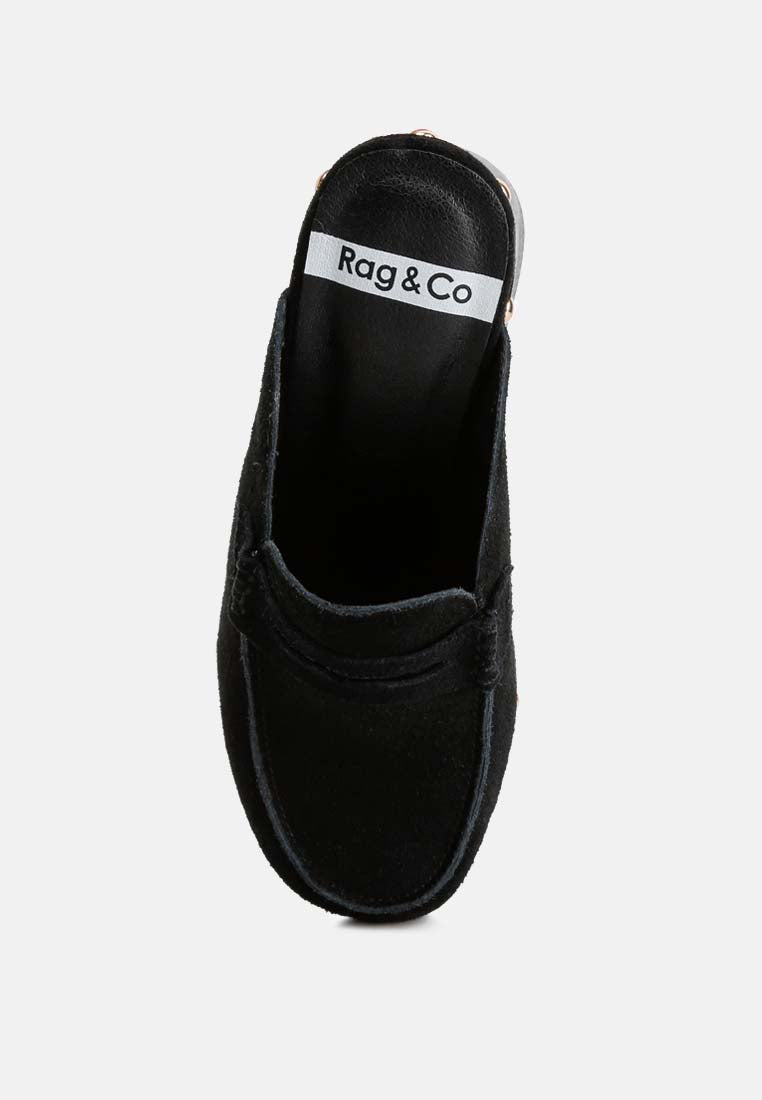 Riley Genuine Suede Platform Clogs