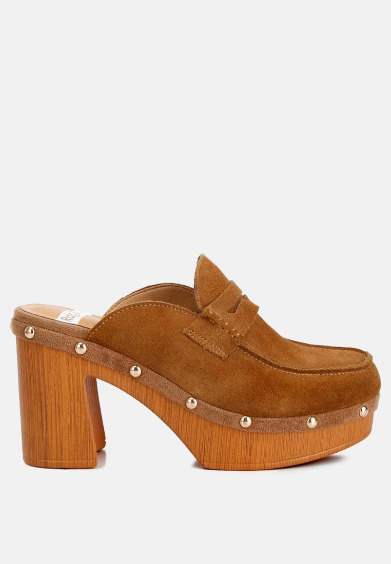Riley Genuine Suede Platform Clogs