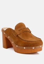 Riley Genuine Suede Platform Clogs